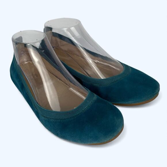 Yosi Samra Samara Foldable Ballet Flat in Teal Suede 8